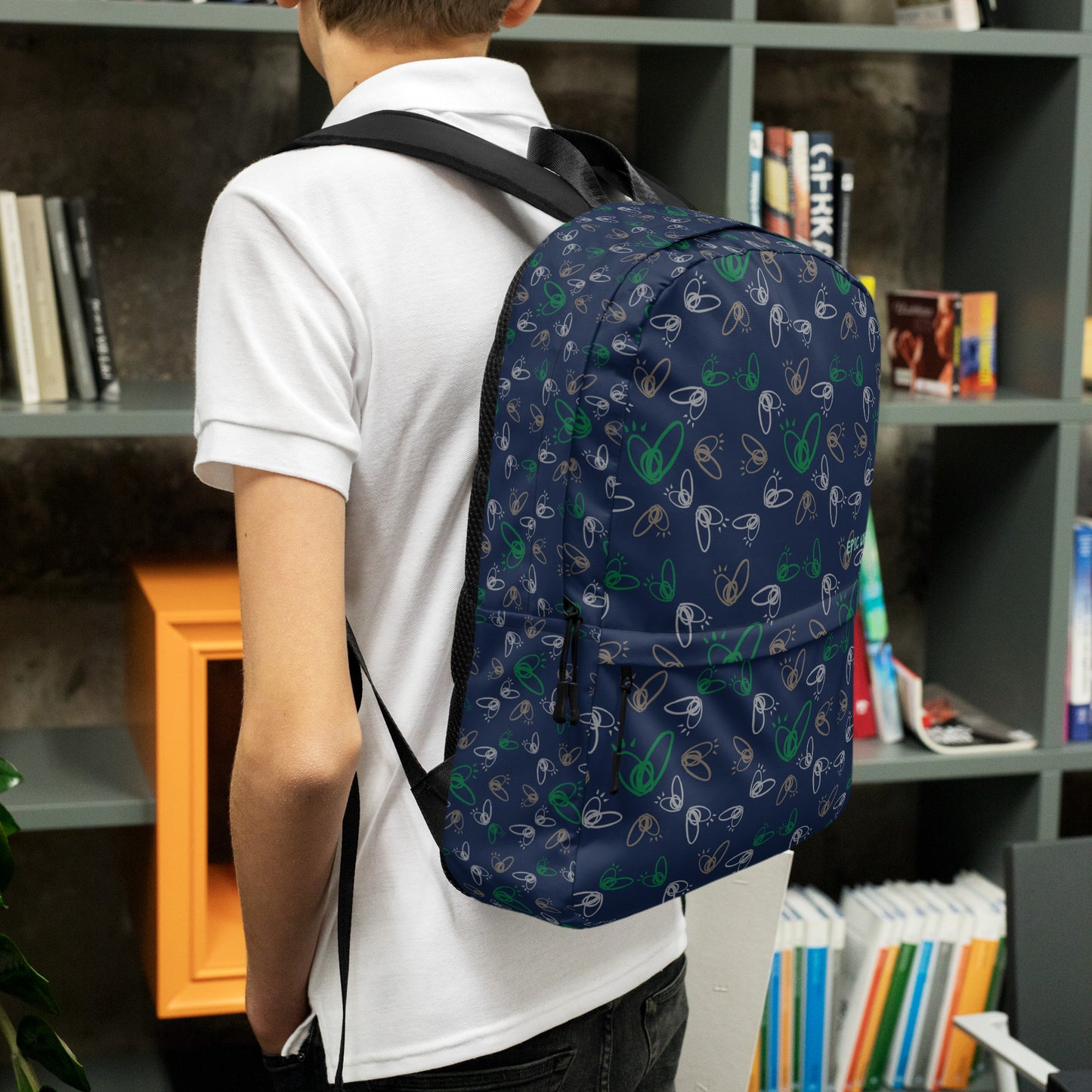 Epic Whizz® Heart_Pattern_Navy_Backpack