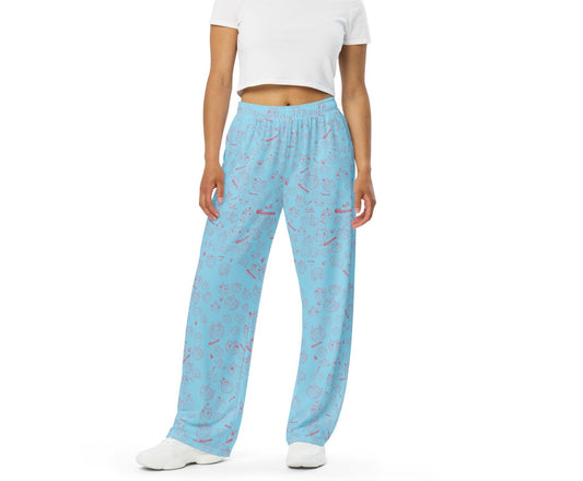Gippeum-Pattern-Columbia Blue_Women's Wide-Leg Pants