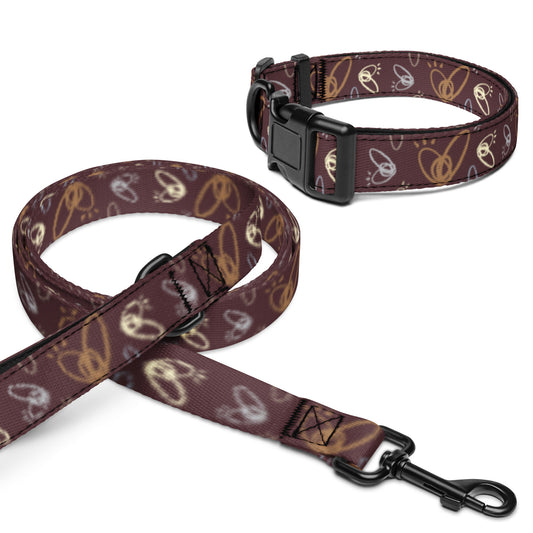Epic Whizz® Heart_Pattern_Cab Sav_Pet Collar & Leash