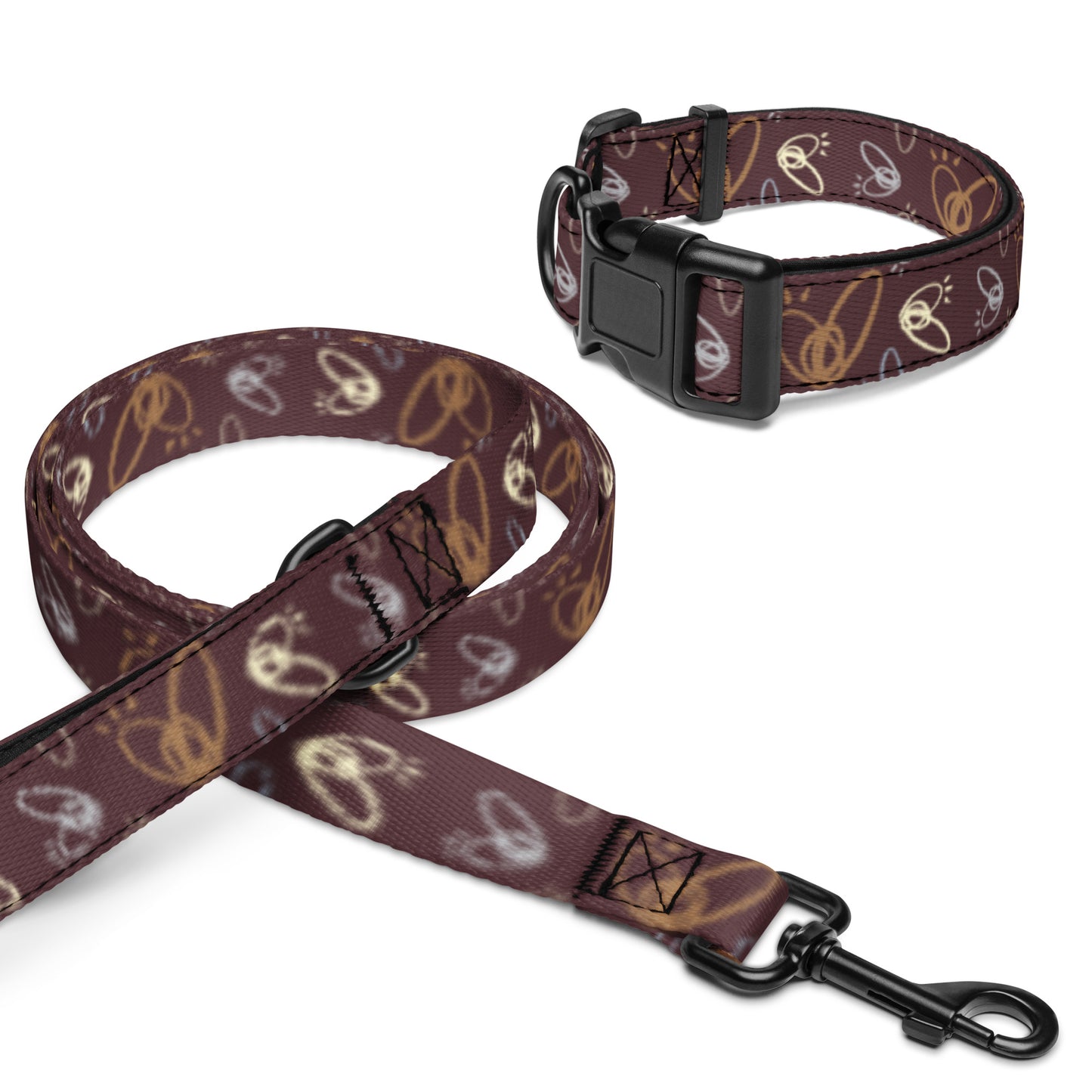 Epic Whizz® Heart_Pattern_Pet Collar & Leash_Cab Sav
