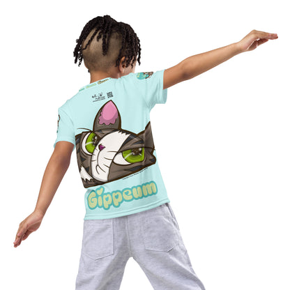 Gippeum-Light Cyan_Kids Crew Neck T-Shirt
