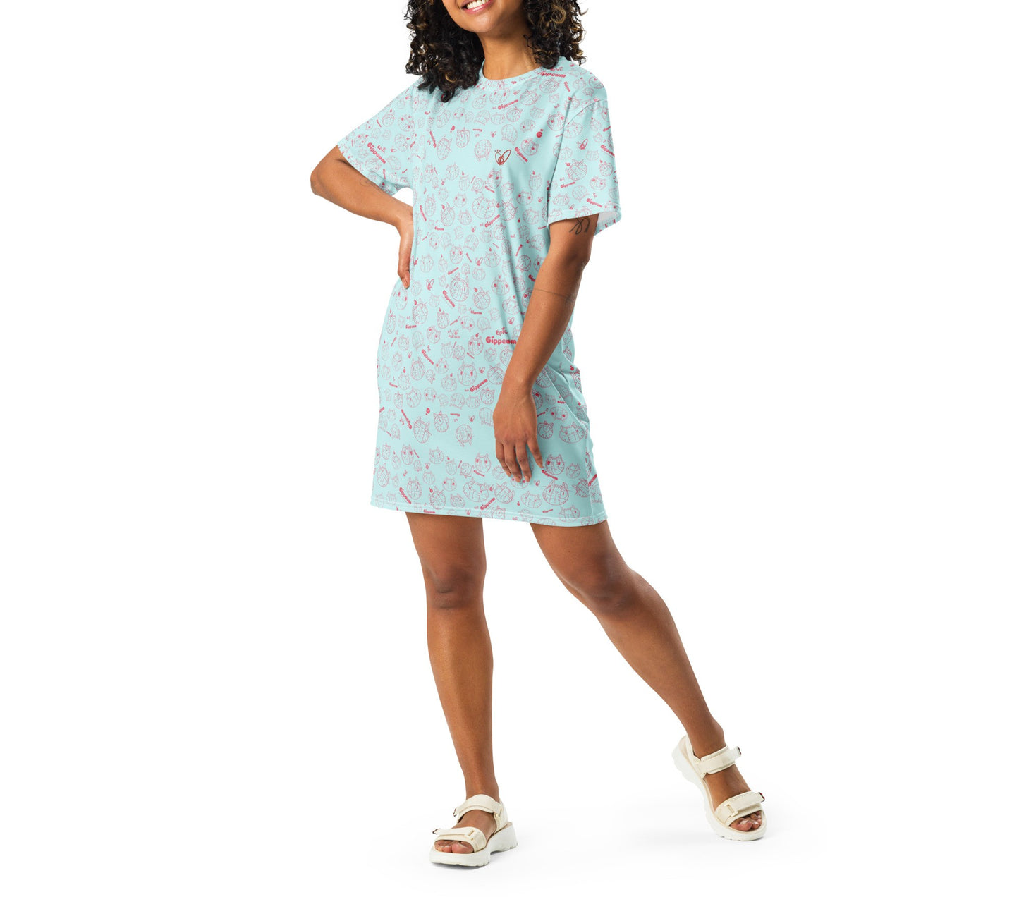 Gippeum-Pattern-Light Cyan_T-shirt Dress