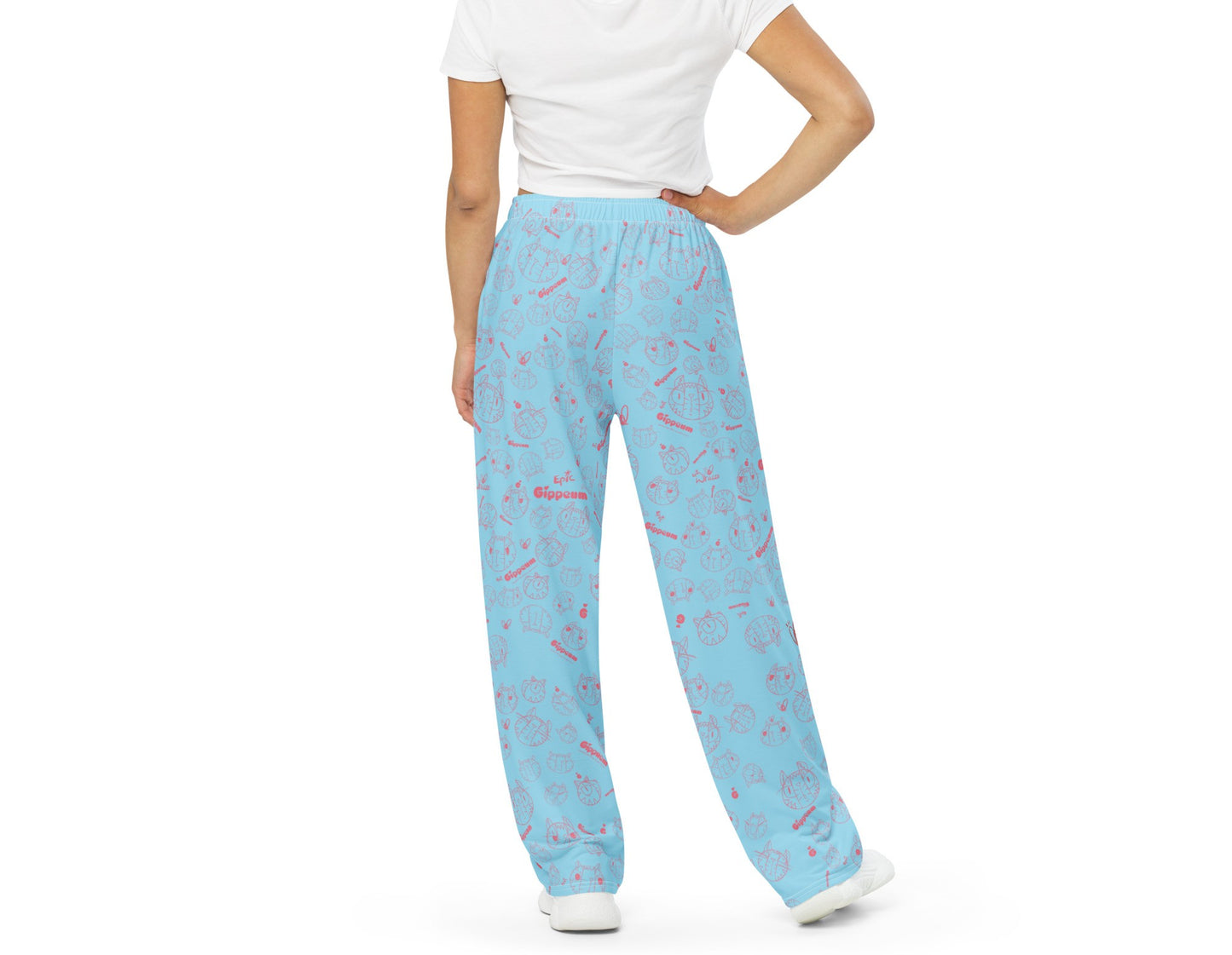 Gippeum-Pattern-Columbia Blue_Women's Wide-Leg Pants