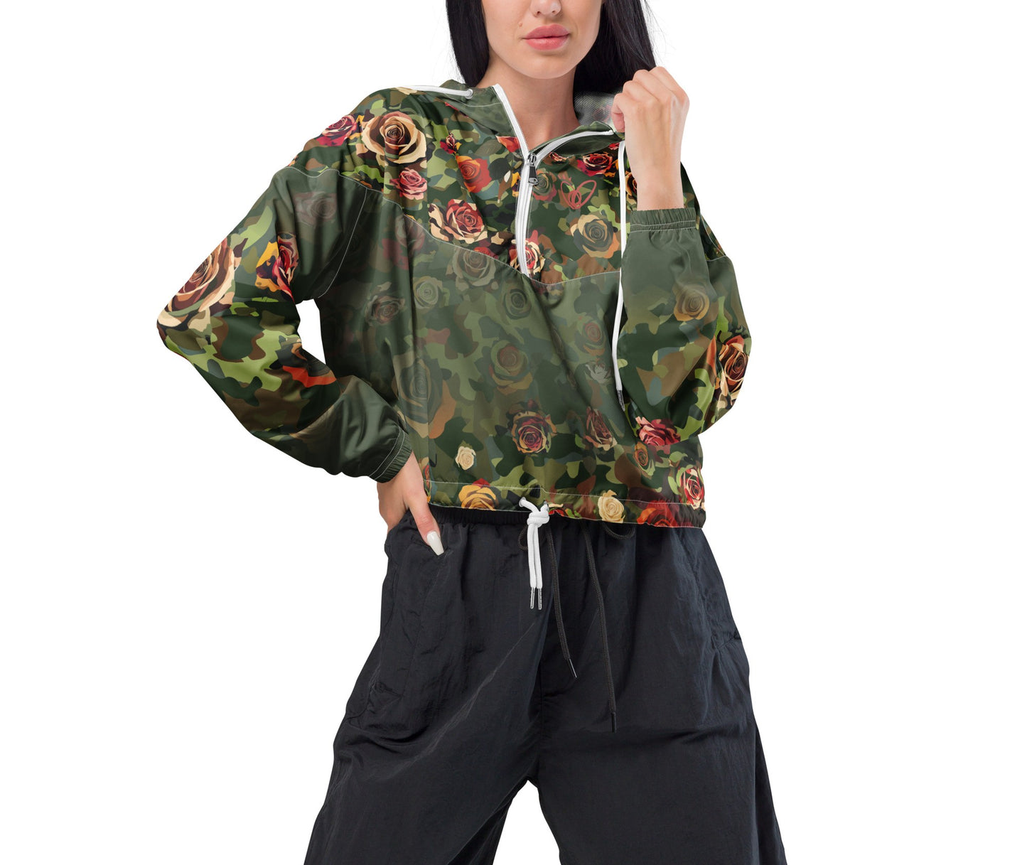 Epic Rose Camouflage_Women’s Cropped Windbreaker