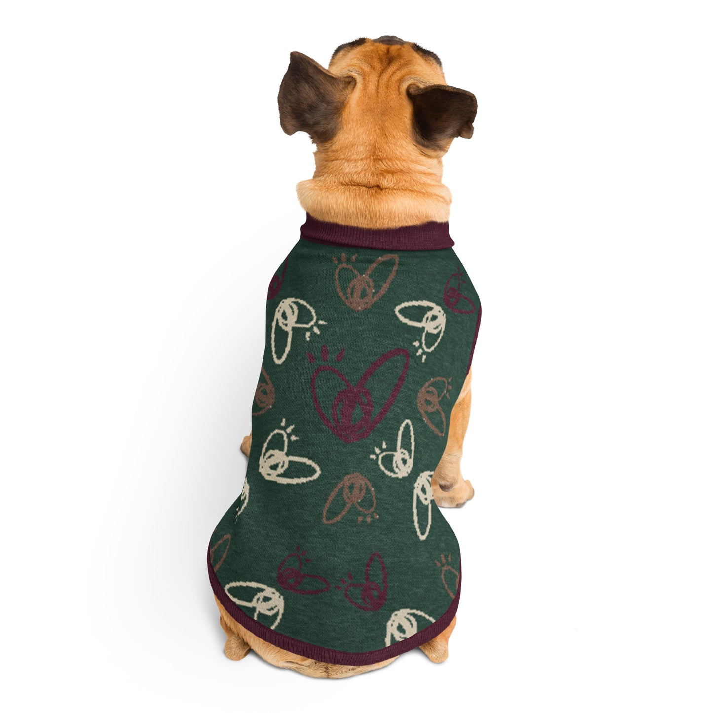 Epic Whizz® Heart Pattern_Pine_Knitted Pet Sweater