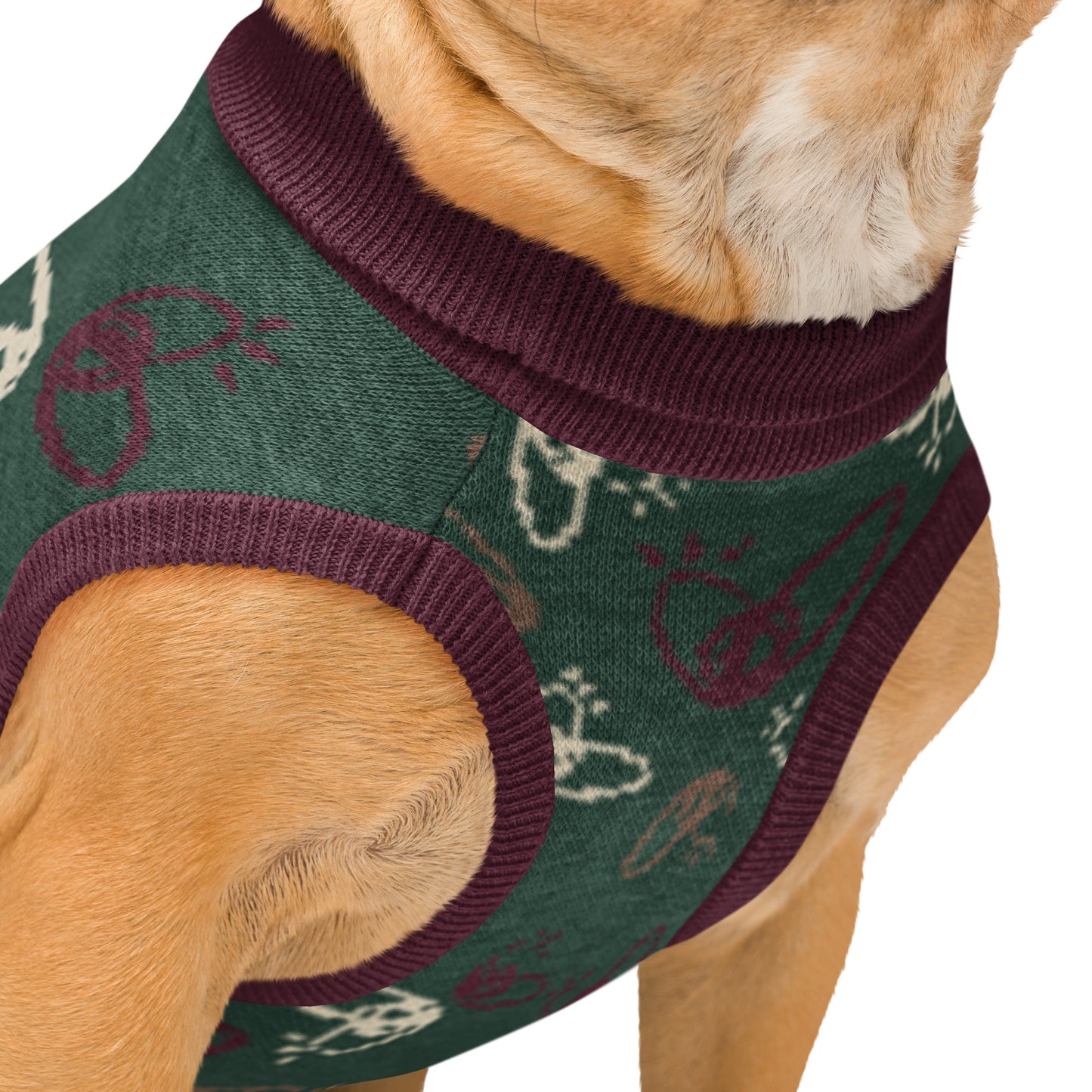 Epic Whizz® Heart Pattern_Pine_Knitted Pet Sweater