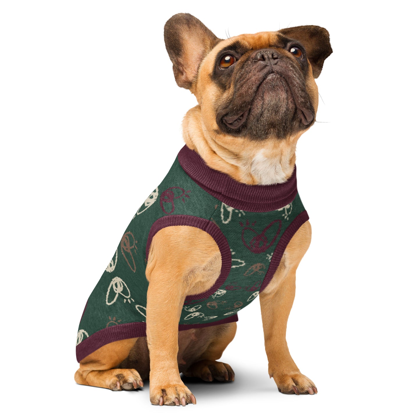 Epic Whizz® Heart Pattern_Pine_Knitted Pet Sweater