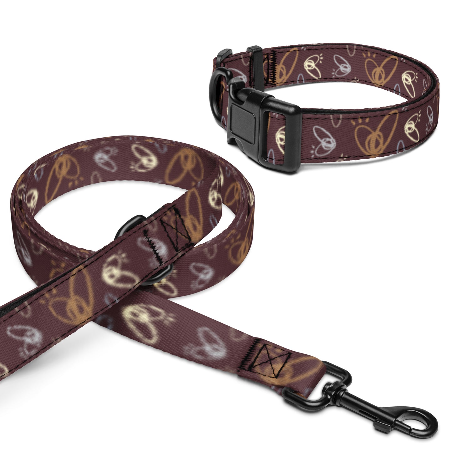 Epic Whizz® Heart_Pattern_Pet Collar & Leash_Cab Sav