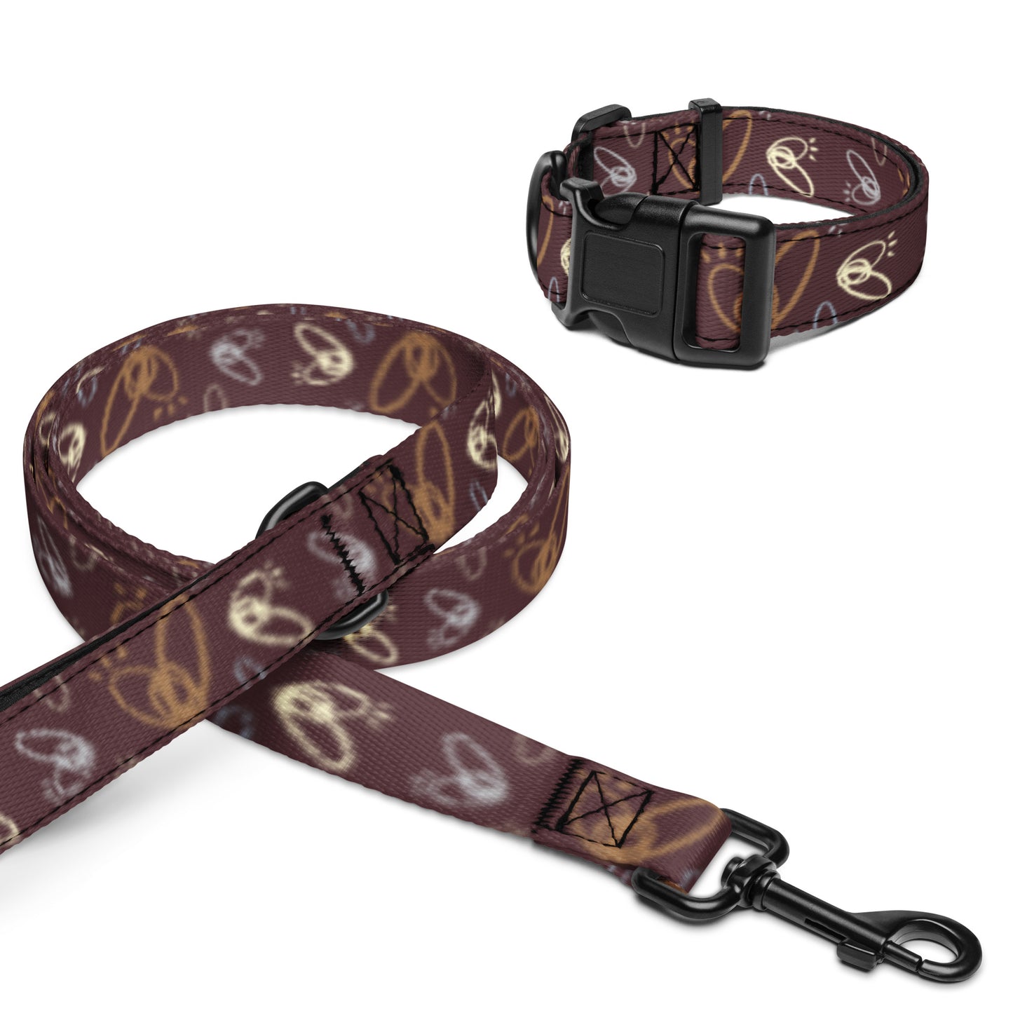 Epic Whizz® Heart_Pattern_Pet Collar & Leash_Cab Sav