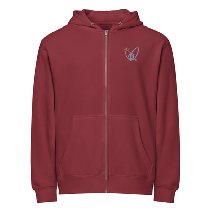 Epic Whizz® Heart-Embroidered_Unisex Premium Full Zip Hoodie