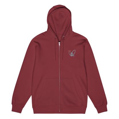 Epic Whizz® Heart-Embroidered_Unisex Premium Full Zip Hoodie