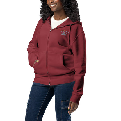 Epic Whizz® Heart-Embroidered_Unisex Premium Full Zip Hoodie