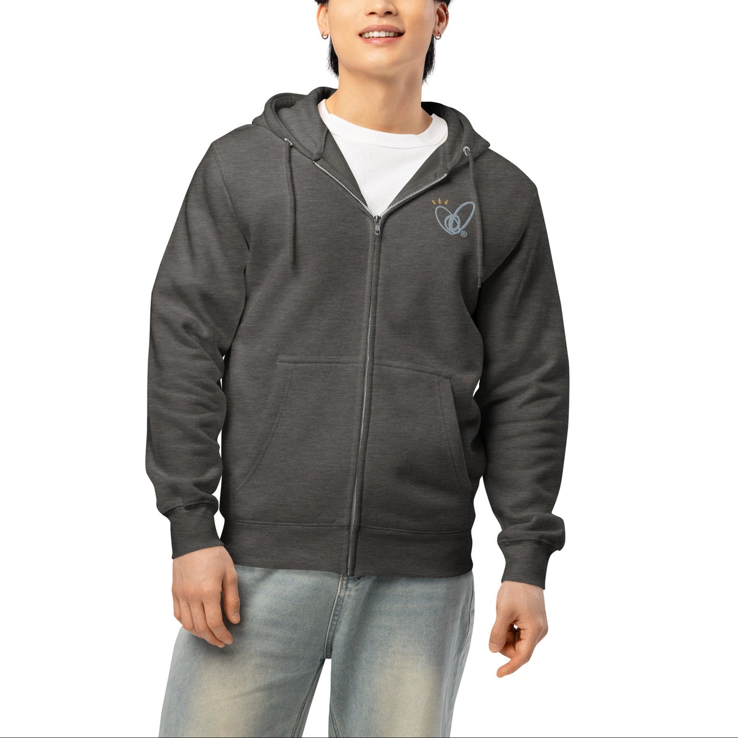 Epic Whizz® Heart-Embroidered_Unisex Premium Full Zip Hoodie