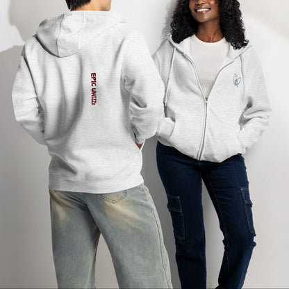 Epic Whizz® Heart-Embroidered_Unisex Premium Full Zip Hoodie
