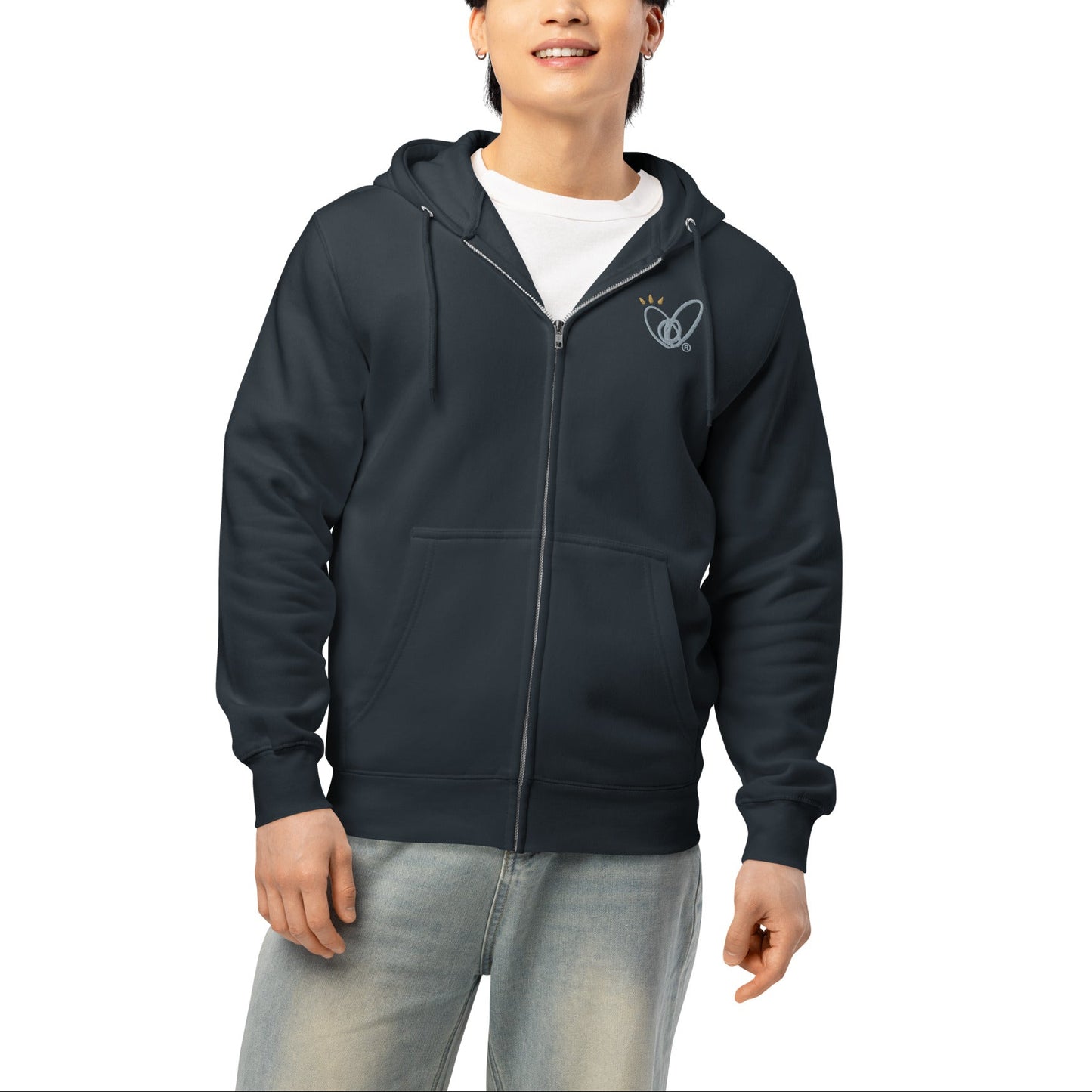Epic Whizz® Heart-Embroidered_Unisex Premium Full Zip Hoodie