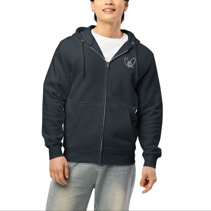 Epic Whizz® Heart-Embroidered_Unisex Premium Full Zip Hoodie