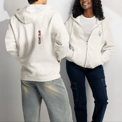 Epic Whizz® Heart-Embroidered_Unisex Premium Full Zip Hoodie