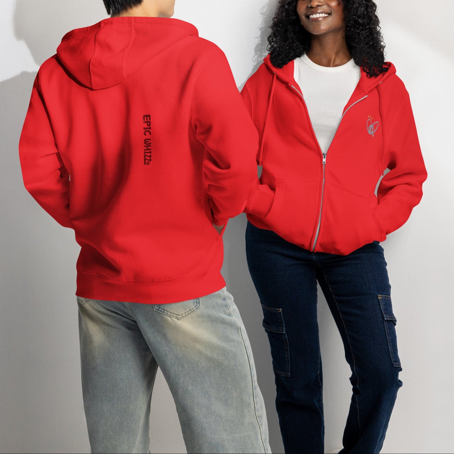 Epic Whizz® Heart-Embroidered_Unisex Premium Full Zip Hoodie