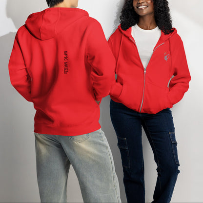 Epic Whizz® Heart-Embroidered_Unisex Premium Full Zip Hoodie