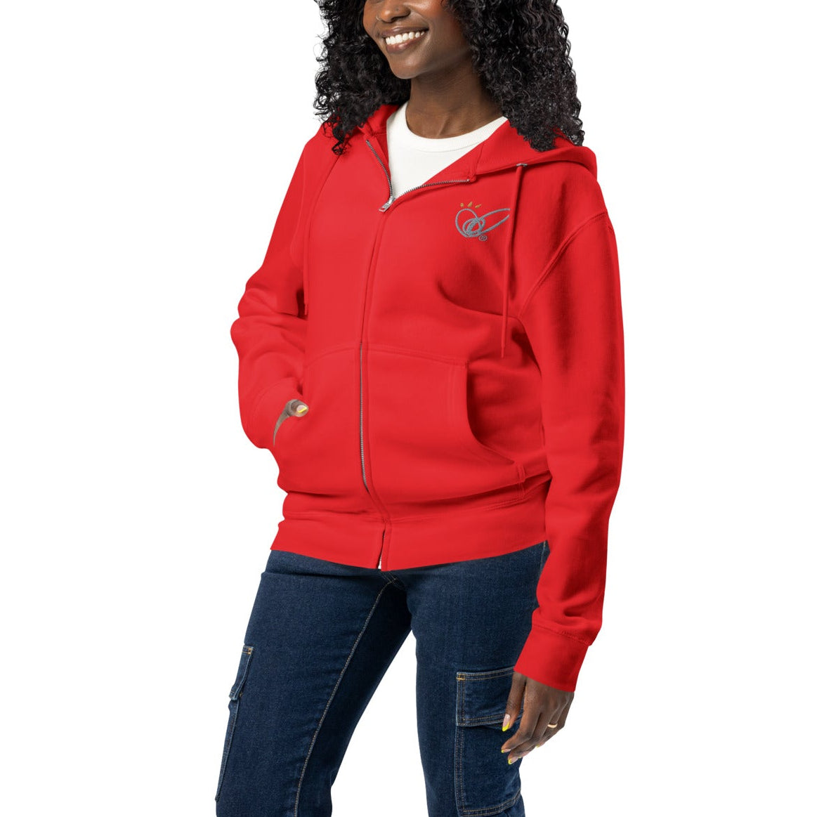 Epic Whizz® Heart-Embroidered_Unisex Premium Full Zip Hoodie