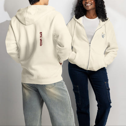 Epic Whizz® Heart-Embroidered_Unisex Premium Full Zip Hoodie