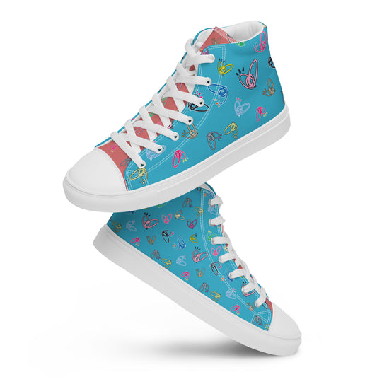 Epic Whizz® Heart-Pattern_Women’s High Top Canvas Shoes_Bright Summer Sky
