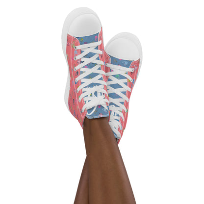 Epic Whizz® Heart-Pattern_Women’s High Top Canvas Shoes_Froly