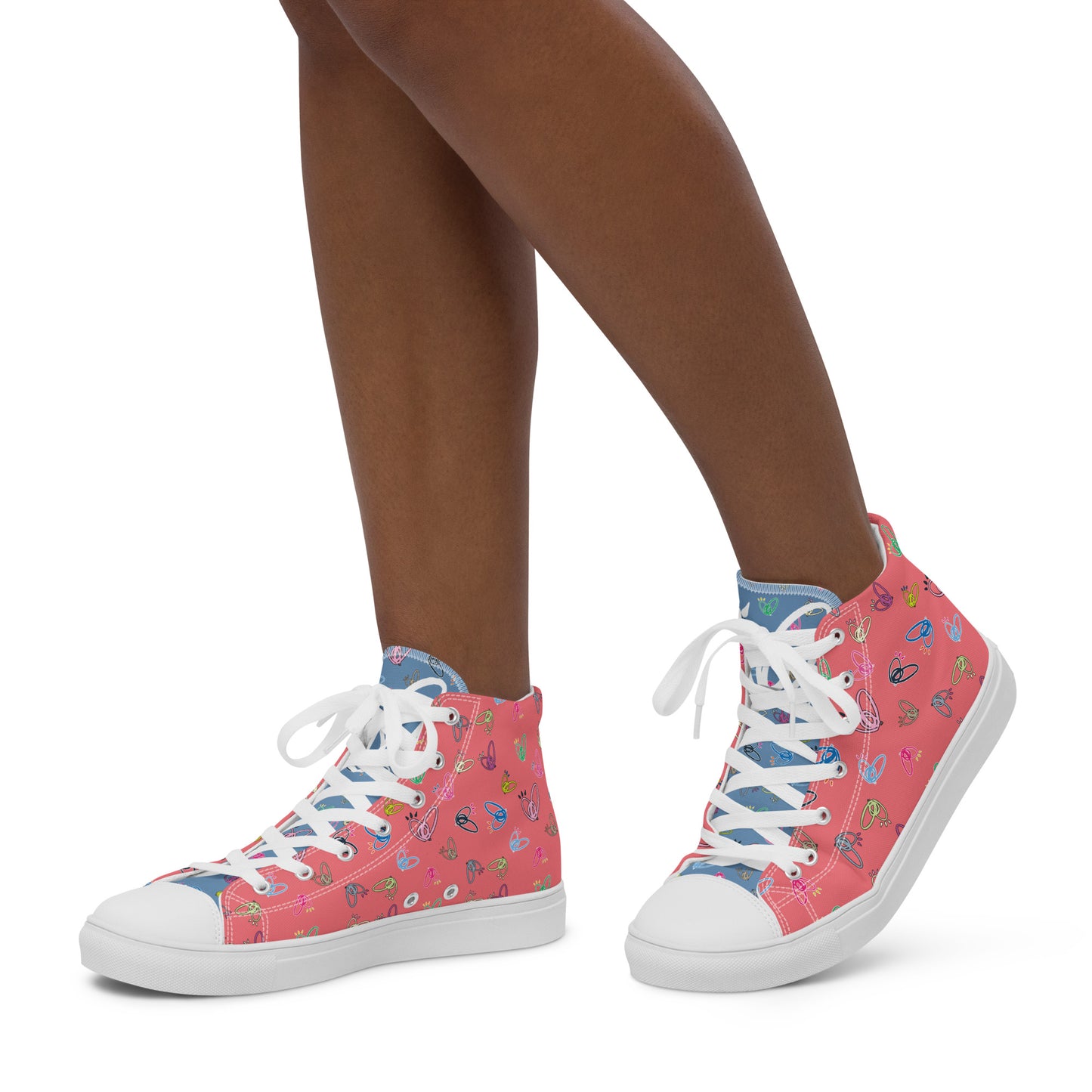 Epic Whizz® Heart-Pattern_Women’s High Top Canvas Shoes_Froly