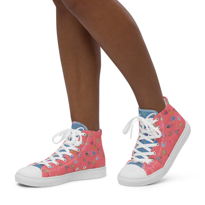 Epic Whizz® Heart-Pattern_Women’s High Top Canvas Shoes_Froly
