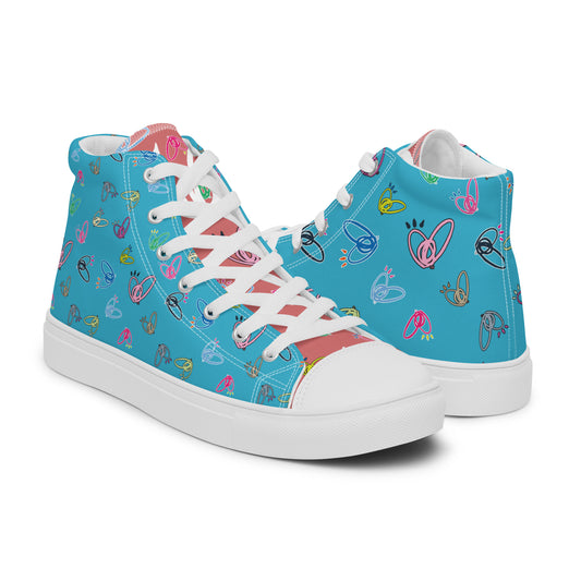 Epic Whizz® Heart-Pattern_Women’s High Top Canvas Shoes_Bright Summer Sky